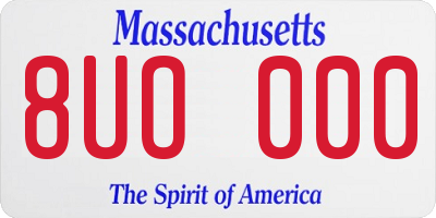 MA license plate 8UO000