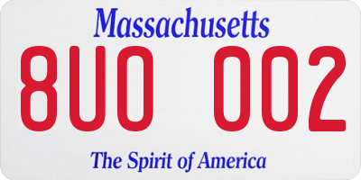 MA license plate 8UO002