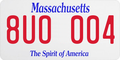 MA license plate 8UO004