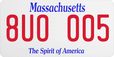 MA license plate 8UO005