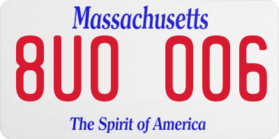 MA license plate 8UO006