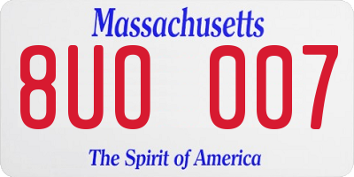 MA license plate 8UO007