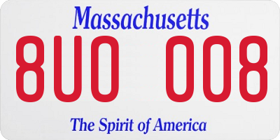 MA license plate 8UO008