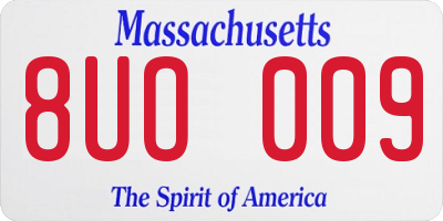 MA license plate 8UO009