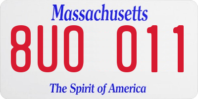 MA license plate 8UO011