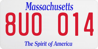 MA license plate 8UO014