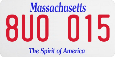 MA license plate 8UO015