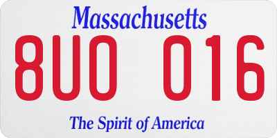 MA license plate 8UO016