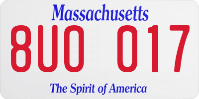 MA license plate 8UO017