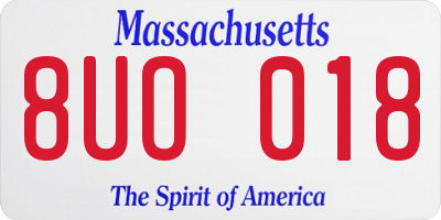 MA license plate 8UO018