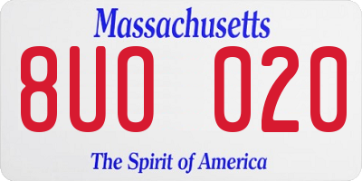 MA license plate 8UO020