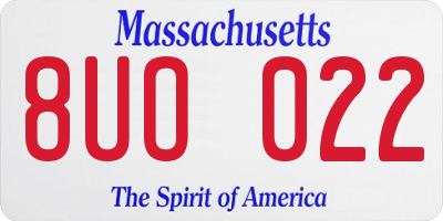 MA license plate 8UO022