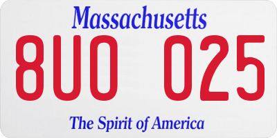 MA license plate 8UO025