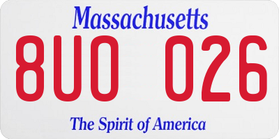 MA license plate 8UO026