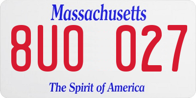 MA license plate 8UO027