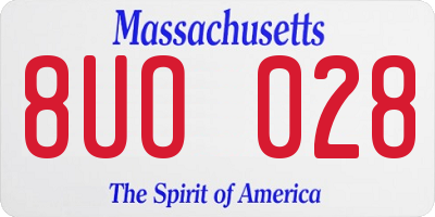 MA license plate 8UO028