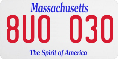 MA license plate 8UO030
