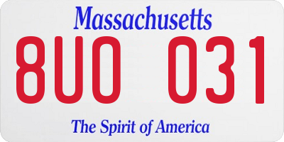 MA license plate 8UO031