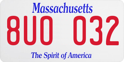 MA license plate 8UO032