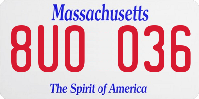 MA license plate 8UO036