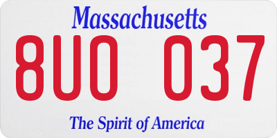 MA license plate 8UO037