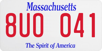MA license plate 8UO041