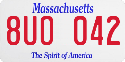 MA license plate 8UO042