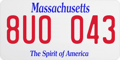 MA license plate 8UO043