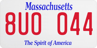 MA license plate 8UO044