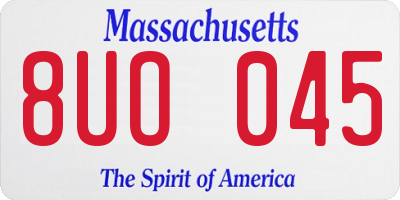 MA license plate 8UO045