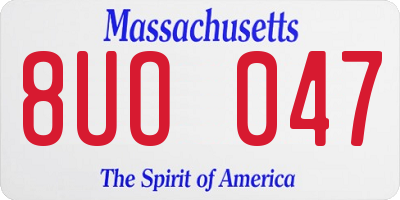 MA license plate 8UO047