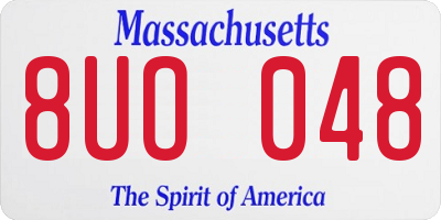 MA license plate 8UO048