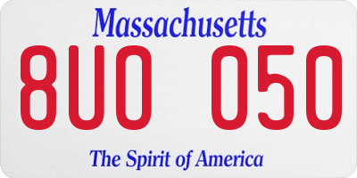 MA license plate 8UO050