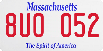 MA license plate 8UO052
