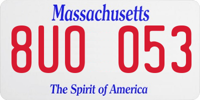 MA license plate 8UO053