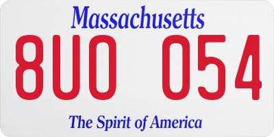 MA license plate 8UO054