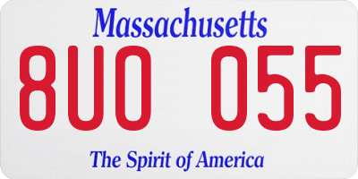 MA license plate 8UO055