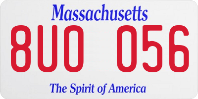 MA license plate 8UO056