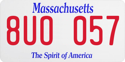 MA license plate 8UO057