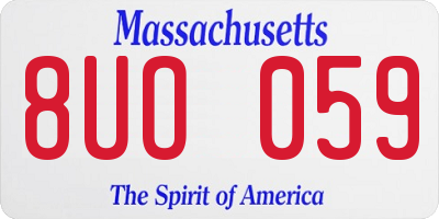 MA license plate 8UO059
