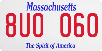 MA license plate 8UO060