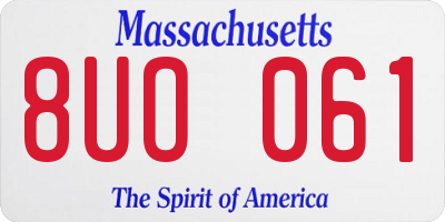 MA license plate 8UO061