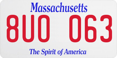 MA license plate 8UO063