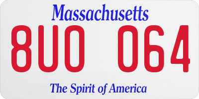 MA license plate 8UO064