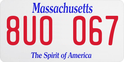 MA license plate 8UO067