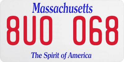 MA license plate 8UO068
