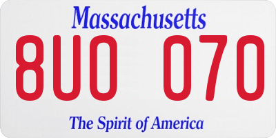 MA license plate 8UO070