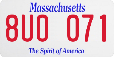 MA license plate 8UO071