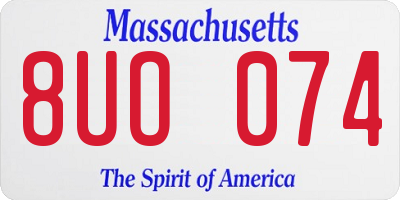 MA license plate 8UO074