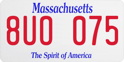 MA license plate 8UO075